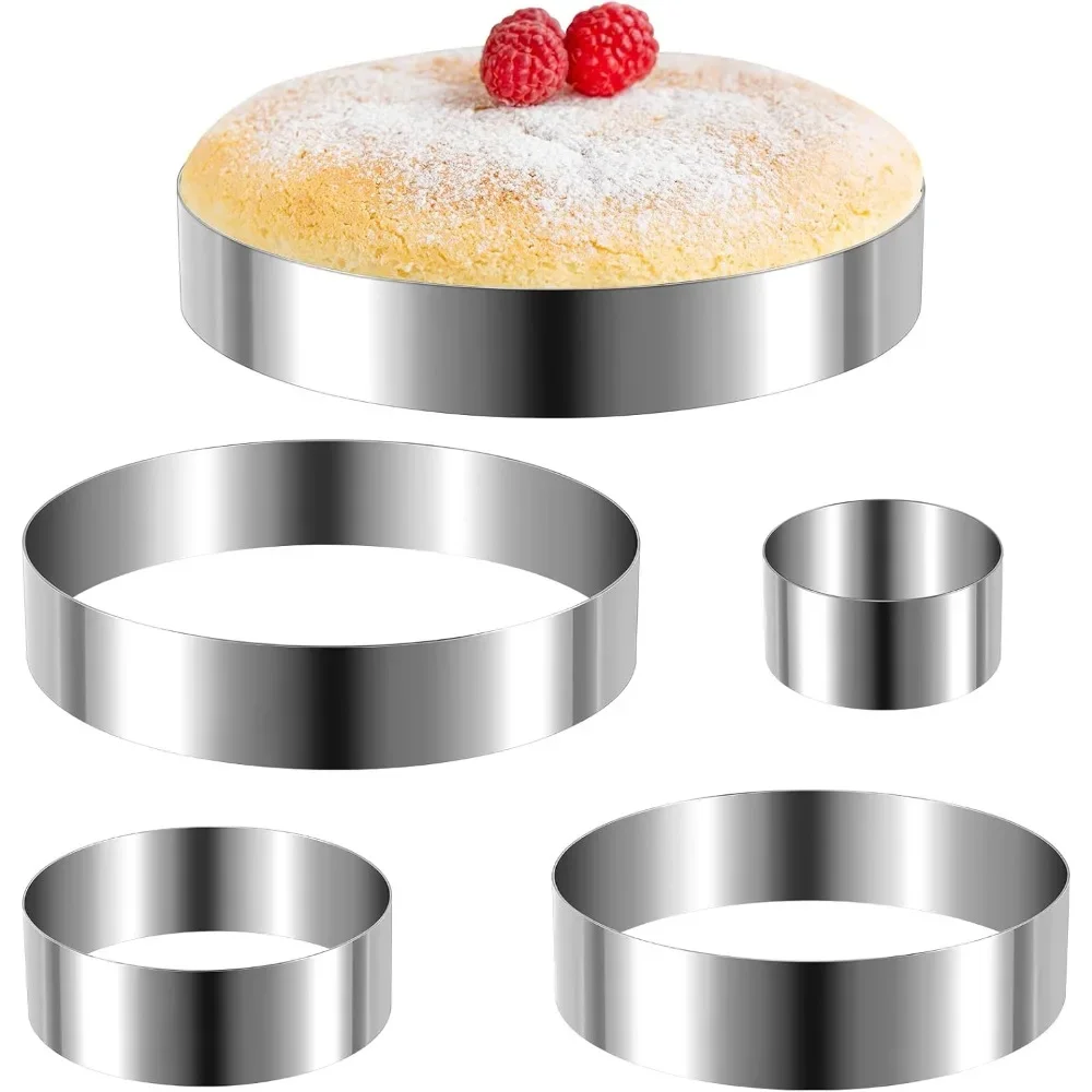 6PCS Hamburger Bun Ring 8/10/12/14/16CM Round 304 Stainless Steel Cake Pastry Ring for Cooking Fried Eggs Pancakes Muffins Cake