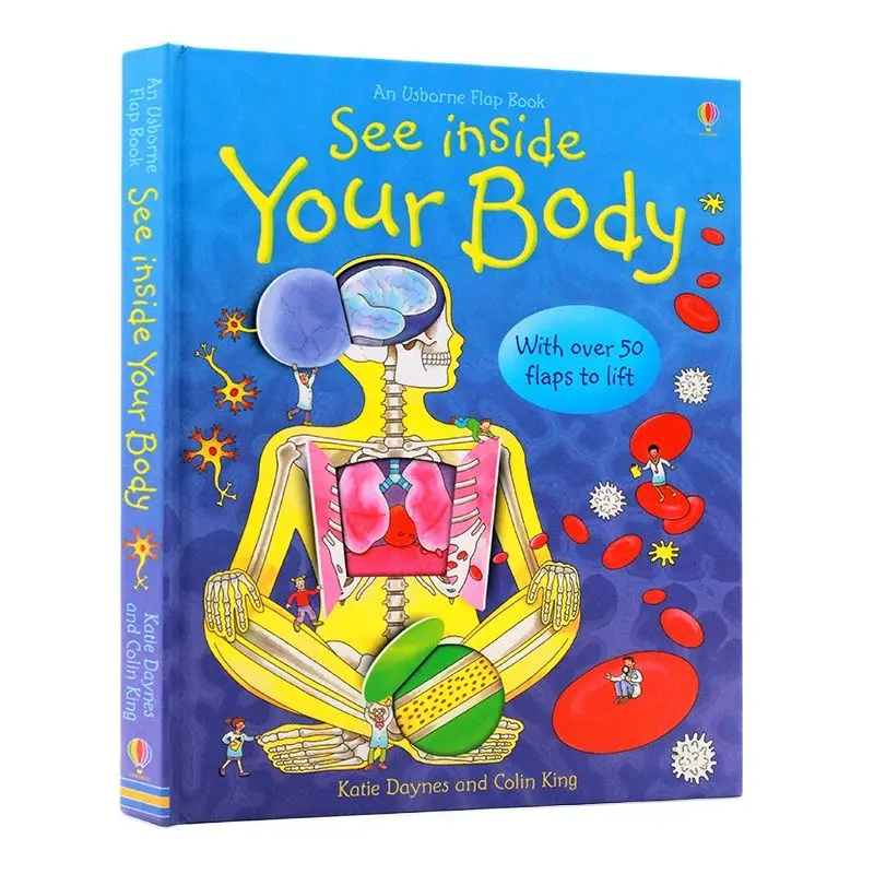 Libro con solapa 3D en inglés para niños, libros de imágenes educativos para bebés, libro de lectura para antes de dormir, ver dentro de su cuerpo