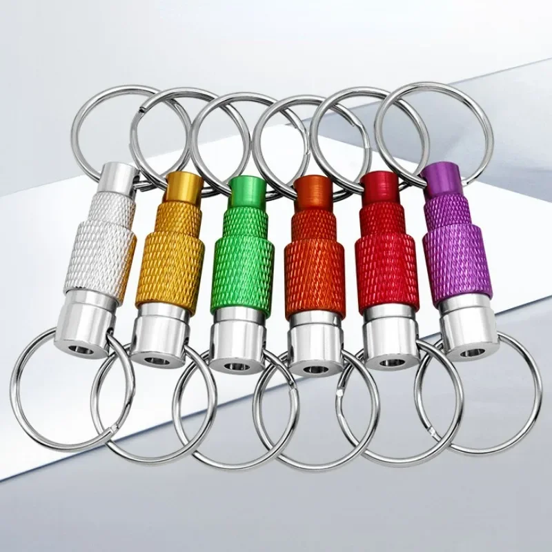 6Pcs Quick Disassembly Key Ring Double Ring Buckle Metal Separation Detachable Buckle Lightweight and Portable Random Color