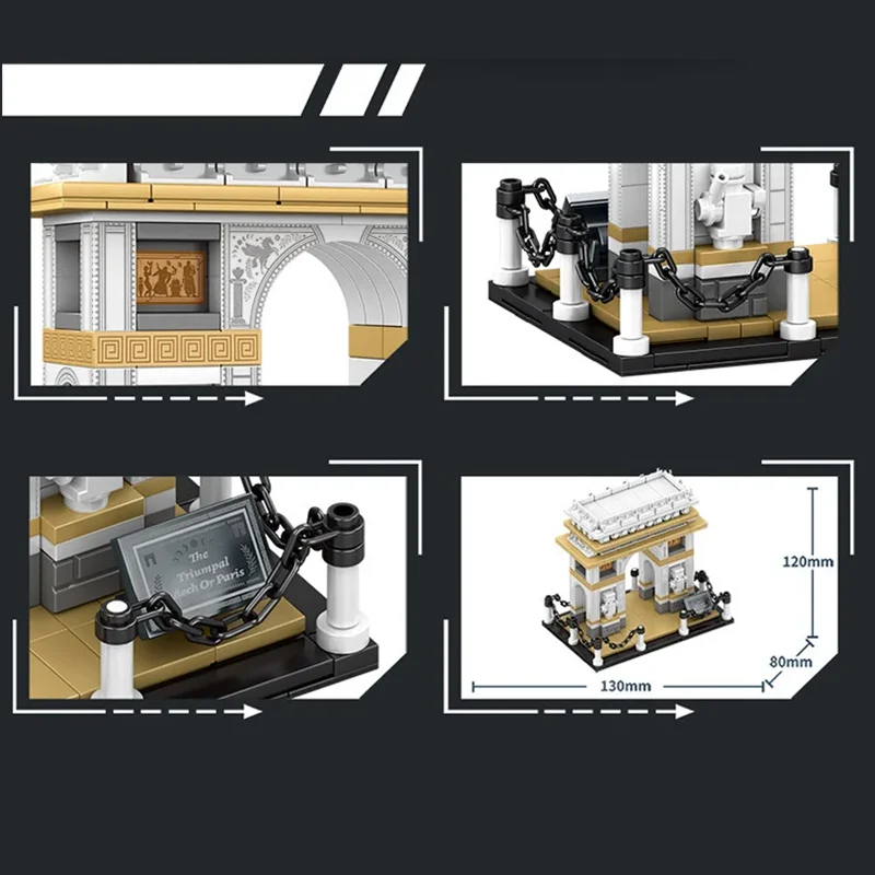 Blocs de construction d'architecture de renommée mondiale, tour de perles orientales/Arc de Triomphe/taille Xiaoman, jouet éducatif, cadeau pour enfants et adultes