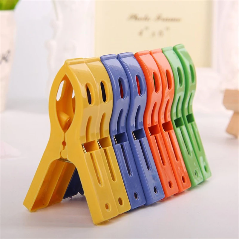 8Pcs/set Hanger Clips Plastic Windproof Clothes Pins Spring Clamp Beach Towel Powerful Clothespins Quilt Clip