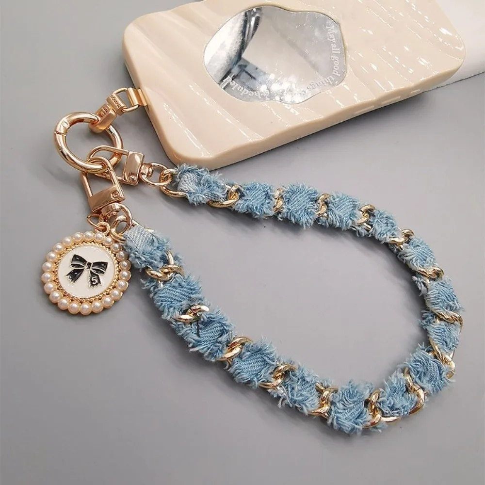 

Pendant Mobile Phone Strap Pearl Metal Chain Cell Phone Chain Anti Loss Short Mobile Phone Lanyard New Year Gift