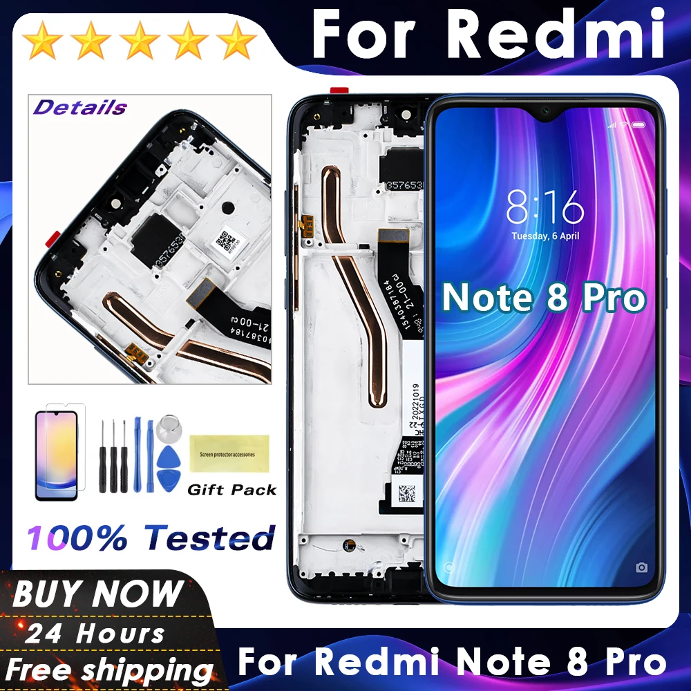 LCD for Xiaomi Redmi Note 8 Pro M1906G7I M1906G7G LCD Display Touch Screen Digitizer Assembly Replacement for Redmi Note 8 Pro