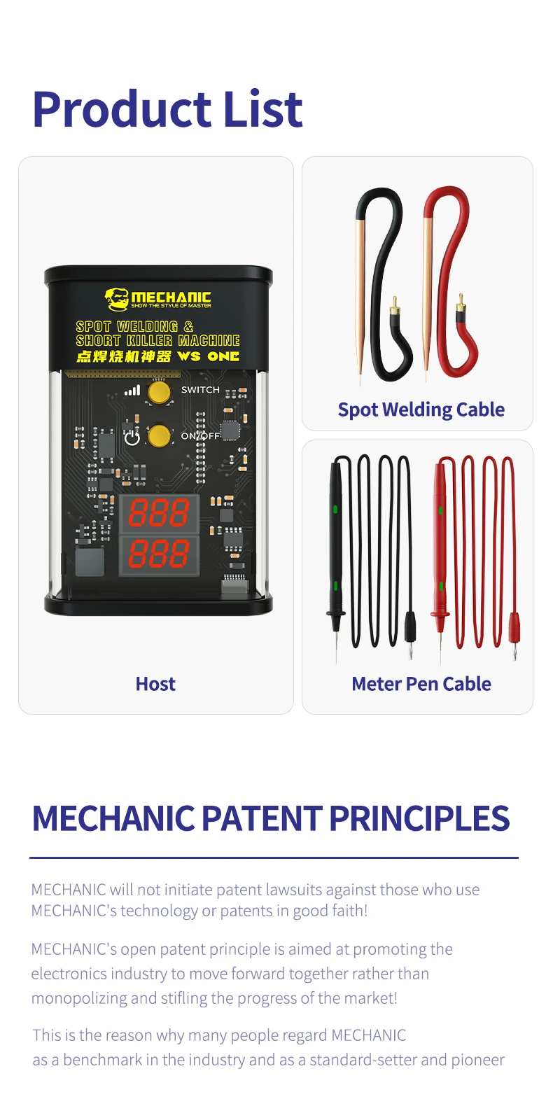 Imagem -03 - Mecânico ws um Pulso Máquina de Solda a Ponto Assassino Curto para Iphone Android Bateria Flex Substituir Ferramenta Diy