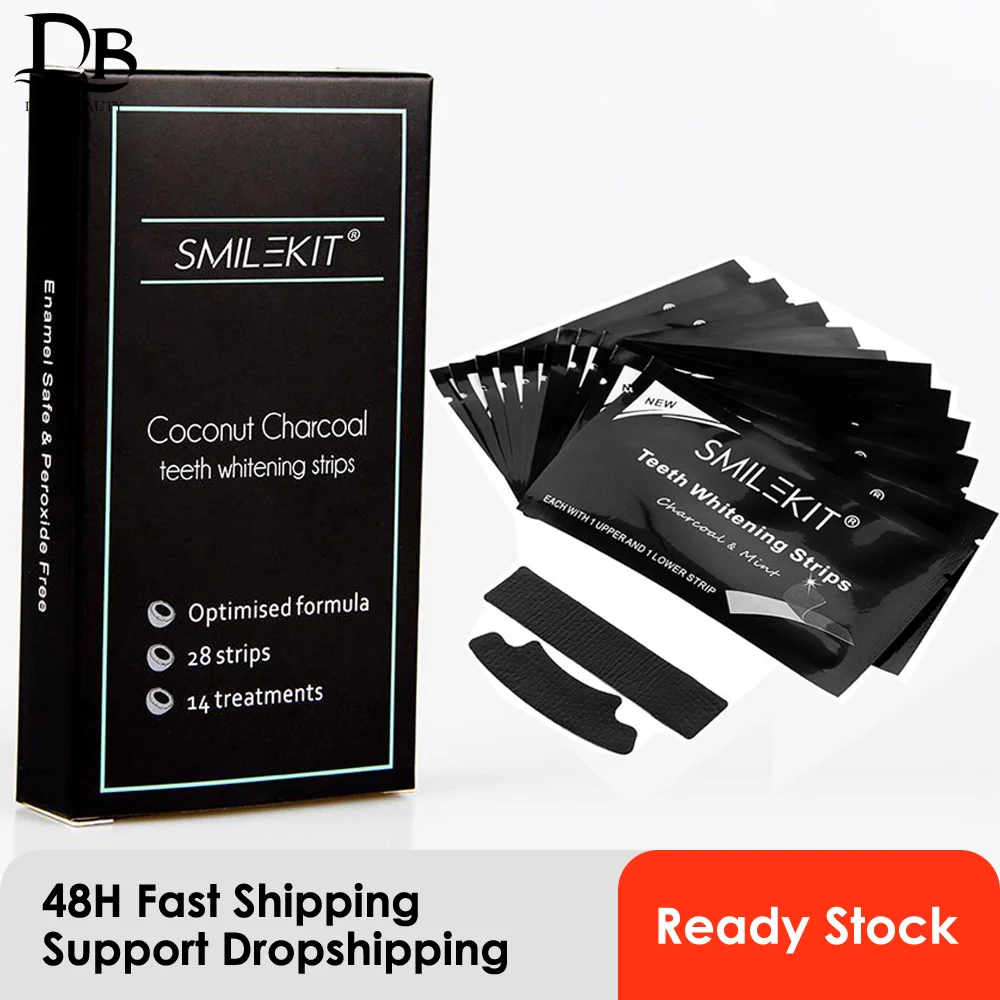 

Charcoal teeth whitening strips, 14 pcs/box, teeth whitening strips, remove coffee, tea stains, dental whitening kit