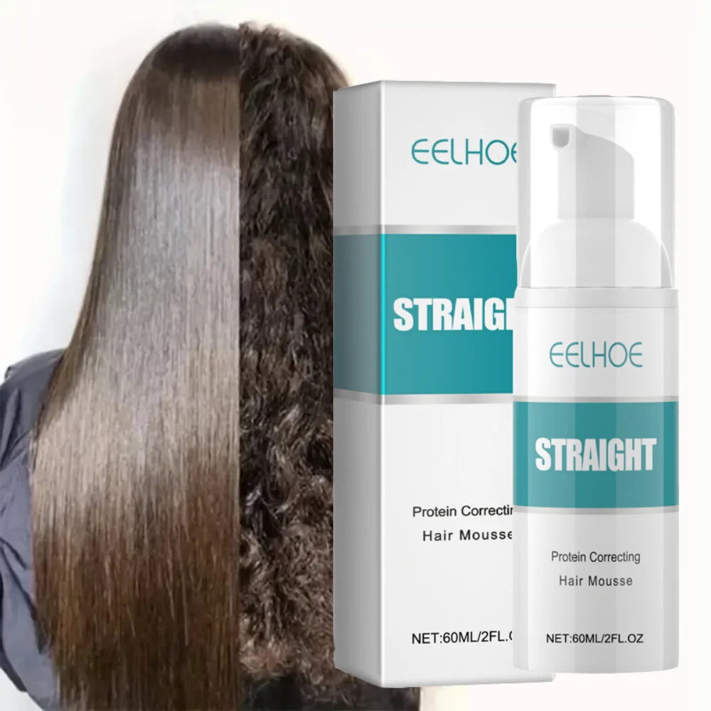 

Eelhoe Straight Hair Styling Mousse Long Lasting Styling Reduces Hair Frizz Repair Damaged Hair Treatment Cream 60ml