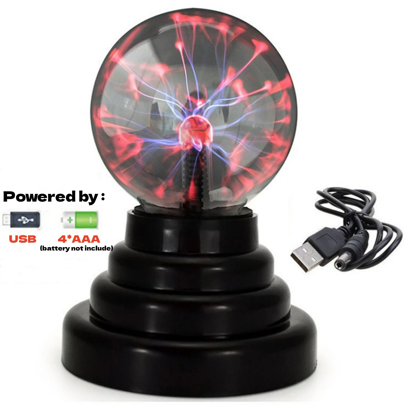 3 Inch Magic Glass Plasma Ball Lamp USB Plug-in Touch Sensitive Atmosphere Night Light Novelty Lamp Kids Birthday Christmas Gift