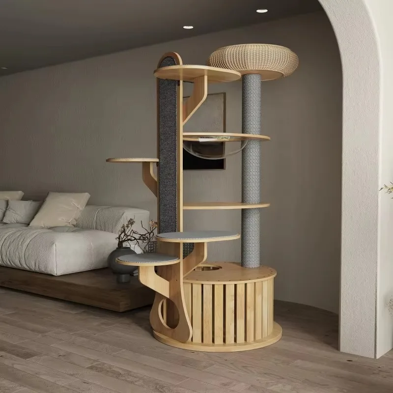 

Изготовленный на заказ дизайн, резиновая древесина, сизалевая когтеточка для кошек, рама для лазанья для домашних кошек