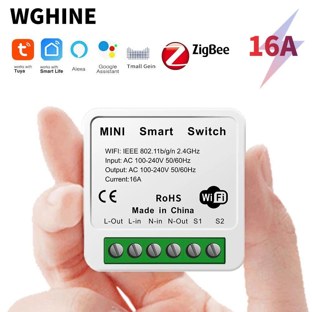 

WGHINE Tuya Zigbee smart Switch 16A Timer Application Remote Control Support Google Homepage Alexa