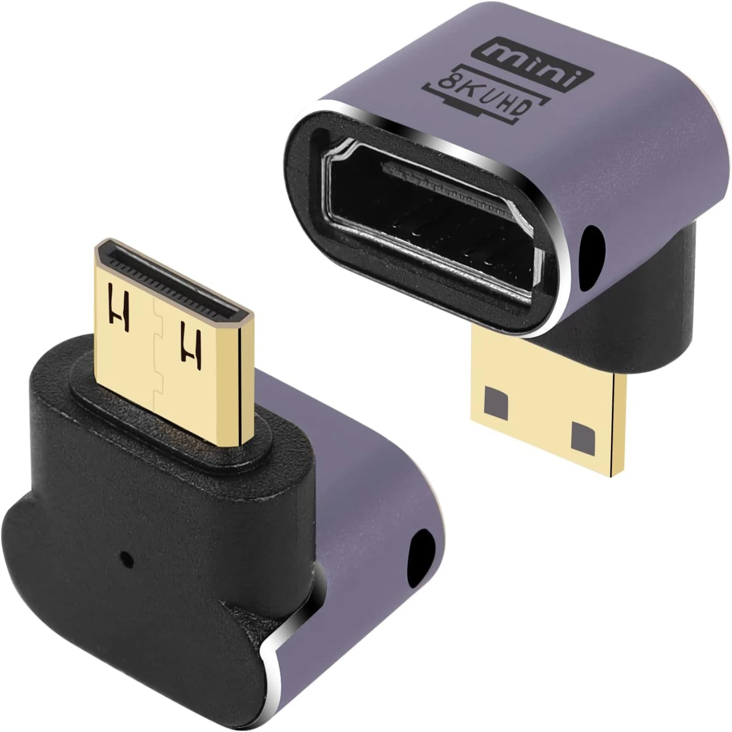 

2 PCS 2.1 Version Mini Male to Down Angle 90 Degree Female Extension Adapter for Camera, Laptop, Tablet, HDTV, and Projector - H