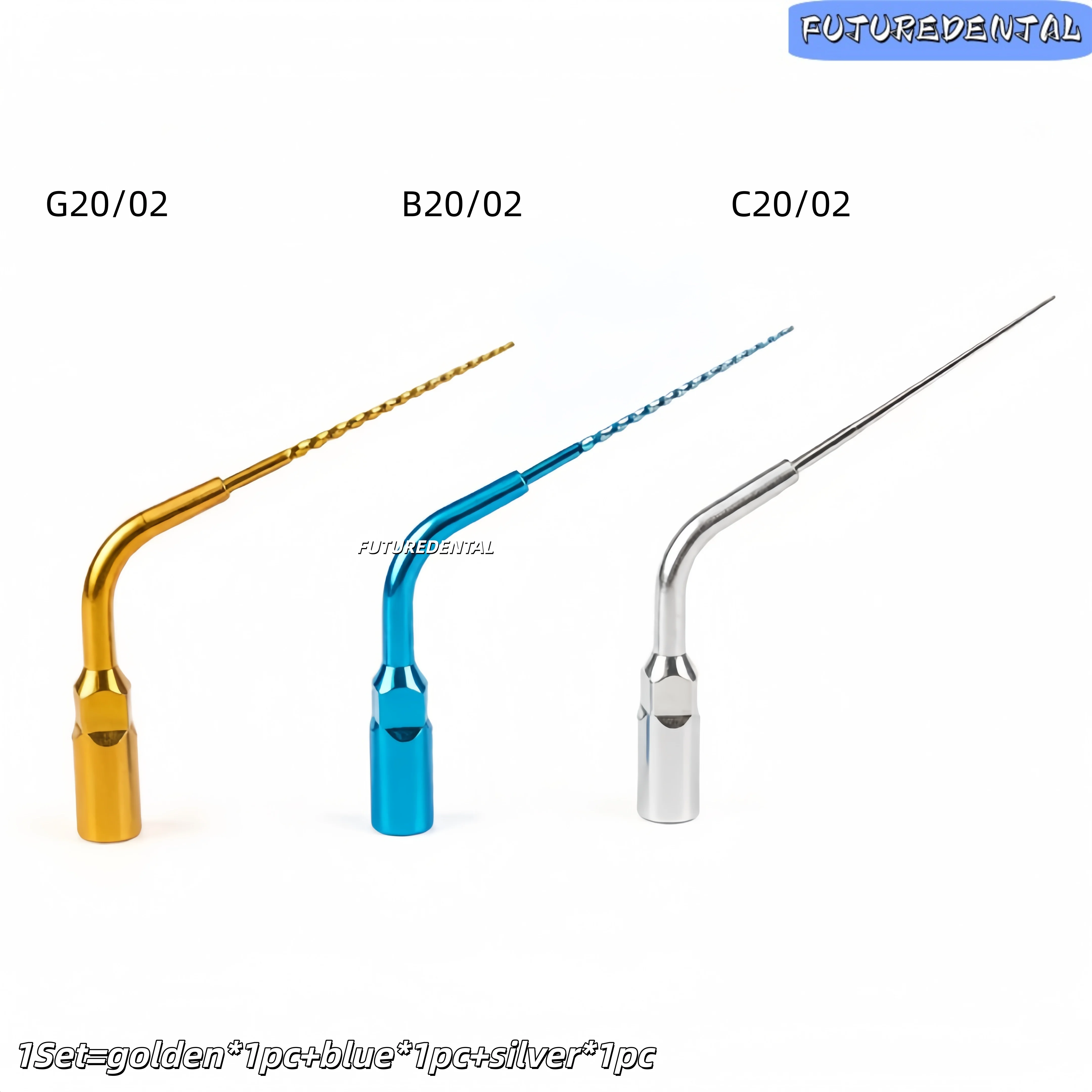 Dental Dental Ultrasonic Activator Tips Gold Blue Silver  Accessories Curved Irrigation NeedleFor Effective Root Canal Cleaning
