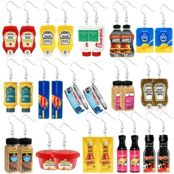 Trendy Food-Themed Dangle Earrings - High-Quality Replicas ofPopular Sauces - Perfect for Casual or Party Wear - Great Gift ldea