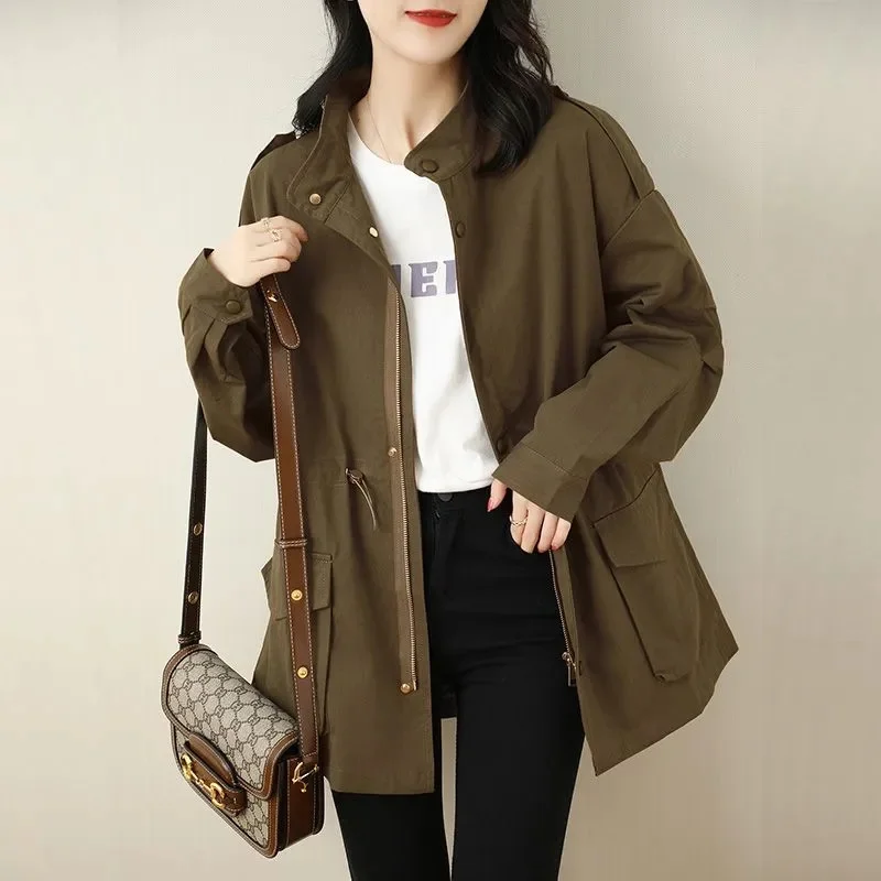 Coat Female Spring Autumn 2022 Vibe Style All-Match Latest Trendy Ins Korean Version Loose Mid-Length Casual Women Coat Printing