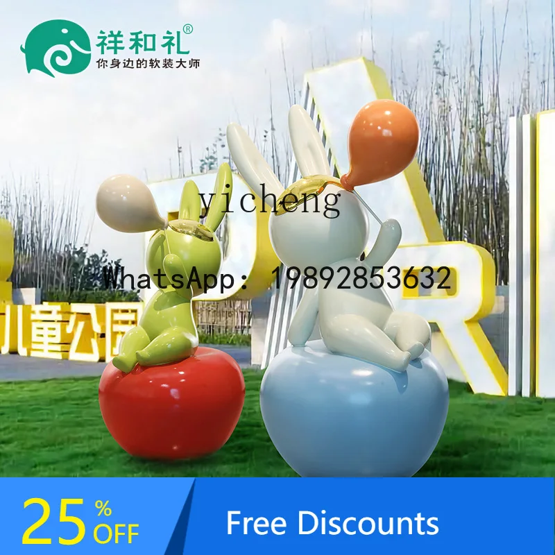 large cartoon apple art sculpture outdoor floor fiberglass ornament home accessories