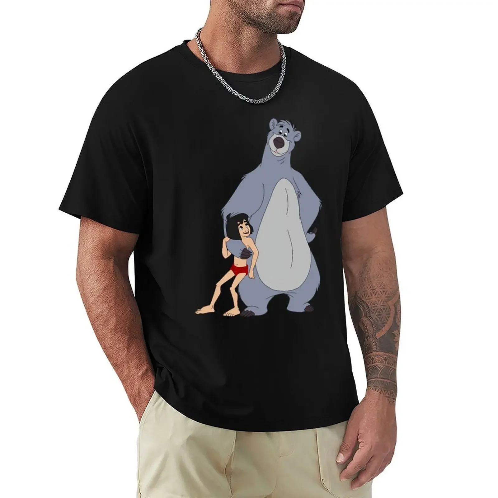 Baloo - Baloo & Mowgli The Jungle Book TShirt summer top sublime mens tall t shirts new in tops & tees Short Sleeve Round Collar