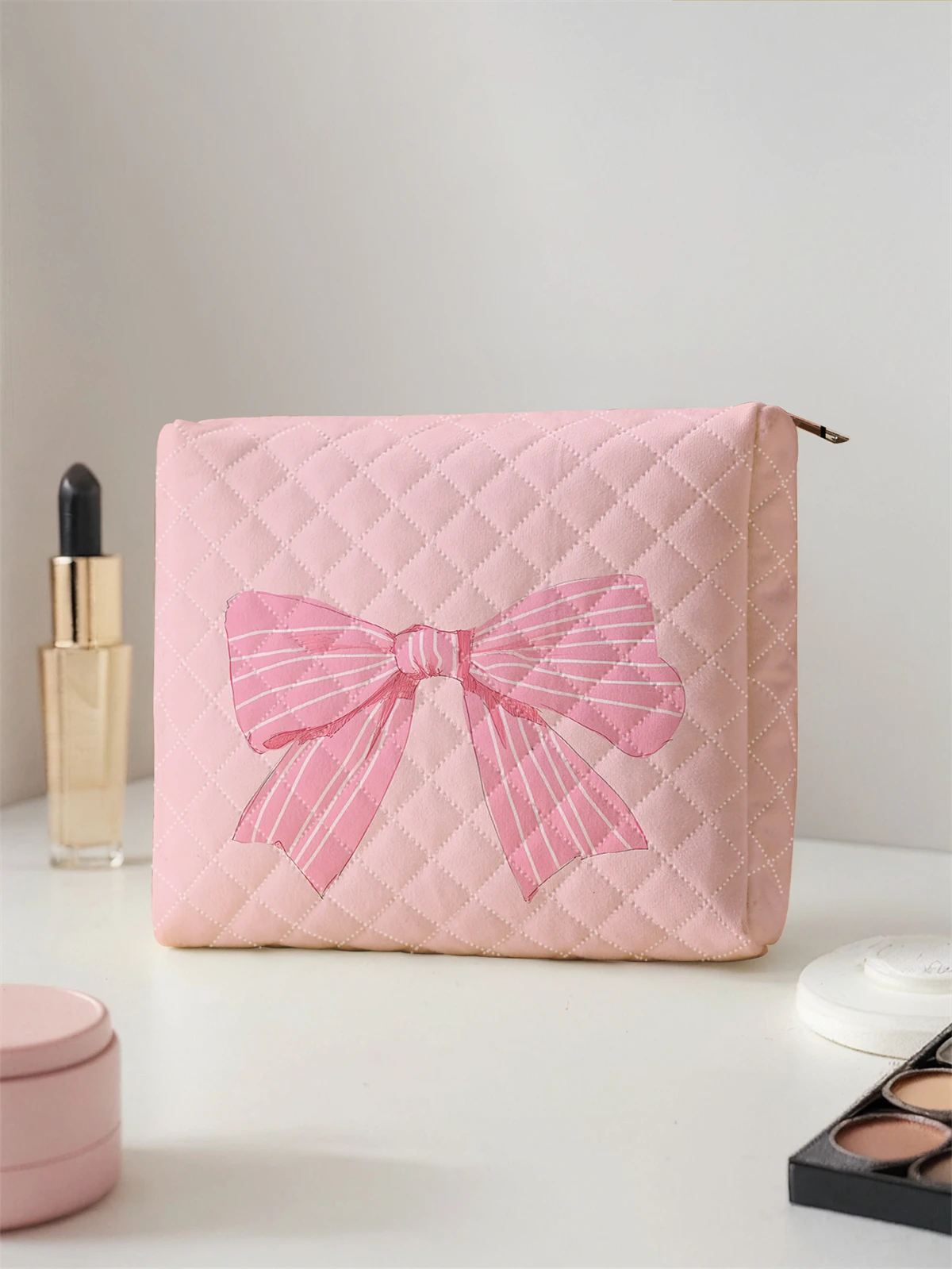 1 Juego de bolsa de maquillaje portátil, diseño de gran capacidad, fácil acomodar sus cosméticos, liviana y portátil para guardar cosméticos