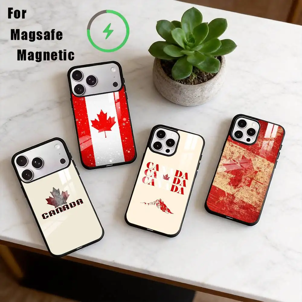 

Canada flag aesthetic Phone Case For iPhone17,16,15,14,13,12,11 Plus,Pro Magnetic For Magsafe Wireless Charging