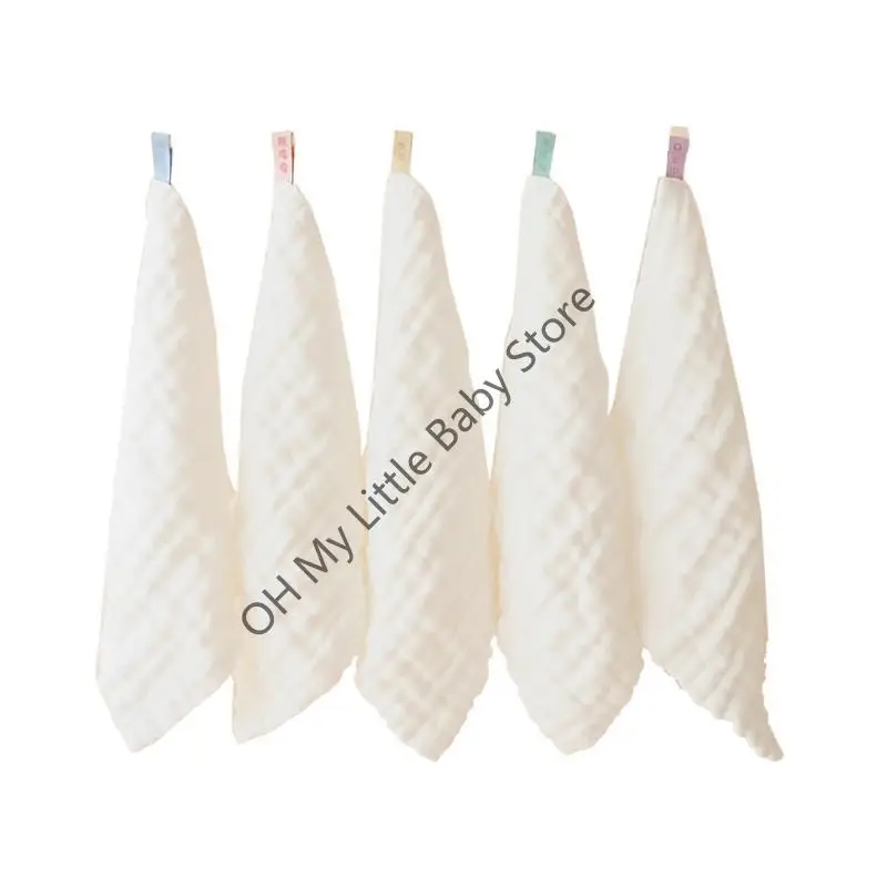 

M76C 5pcs Baby FaceCloth Newborn Towel Sweat Wipe Cloth Square Muslin Handkerchief