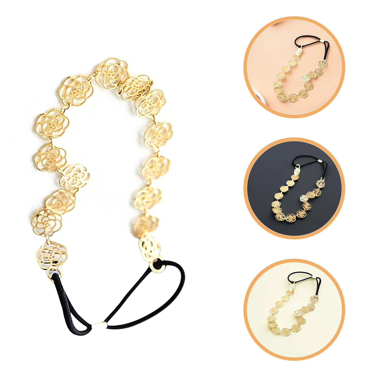 

Rose Flower Elastic Hair Band Fashion Women Hollow Stylish Headband for Daily Wear Makeup Hair Accessory