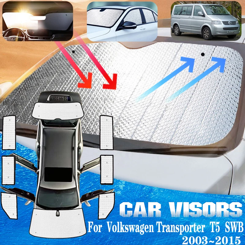 Car Full Sun Visors For Volkswagen VW Transporter Caravelle Multivan Doubleback T5 SWB 2003~2015 2010 Car Sun Visor Accessories