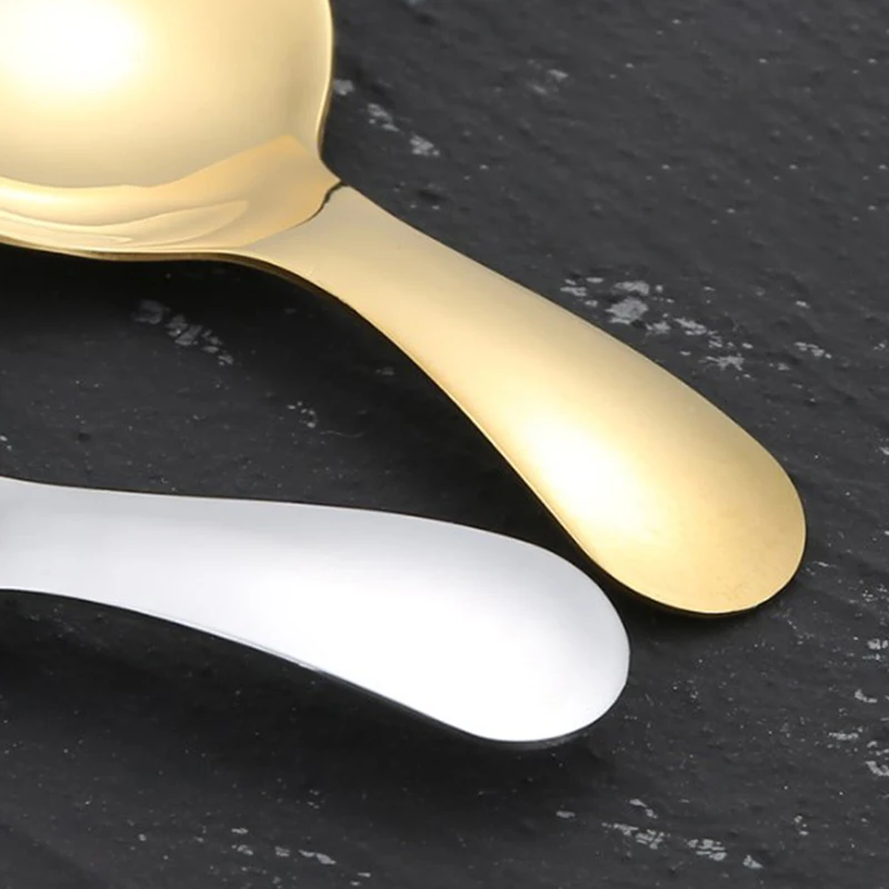 high-capacity 304 Stainless Steel Short Handle Round Head Spoon Baby Ice Cream Dessert Spoon Mini Tea Spoon Kitchen Accessories
