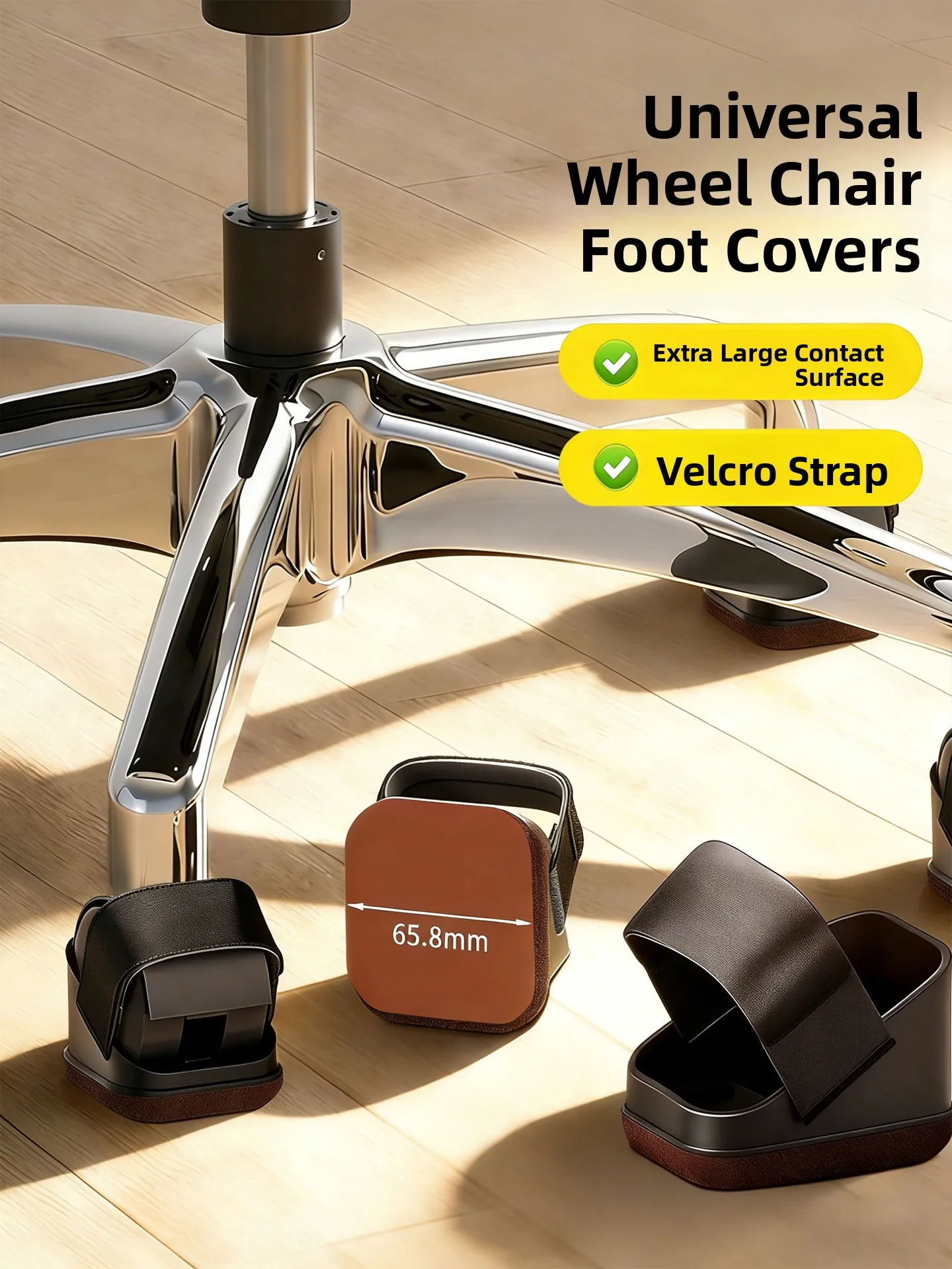 Capa Protetora para Rodas de Cadeira de Escritório, Rodas Silenciosas e Antiderrapantes, Fixador Universal para Rodízios de Cadeiras de Computador e Uso Doméstico