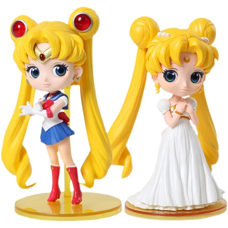 Bandai Original Qposket Princess Serenity Action Figure Sailor Moon Anime Figure Toys For Kids Gift Collectible Model Ornaments