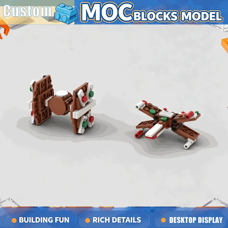 125 Parts Gingerbread Star Fighter Set MOC Building Blocks Candy Space Plane Model DIY Assembly Educational Creative Toy Gifts