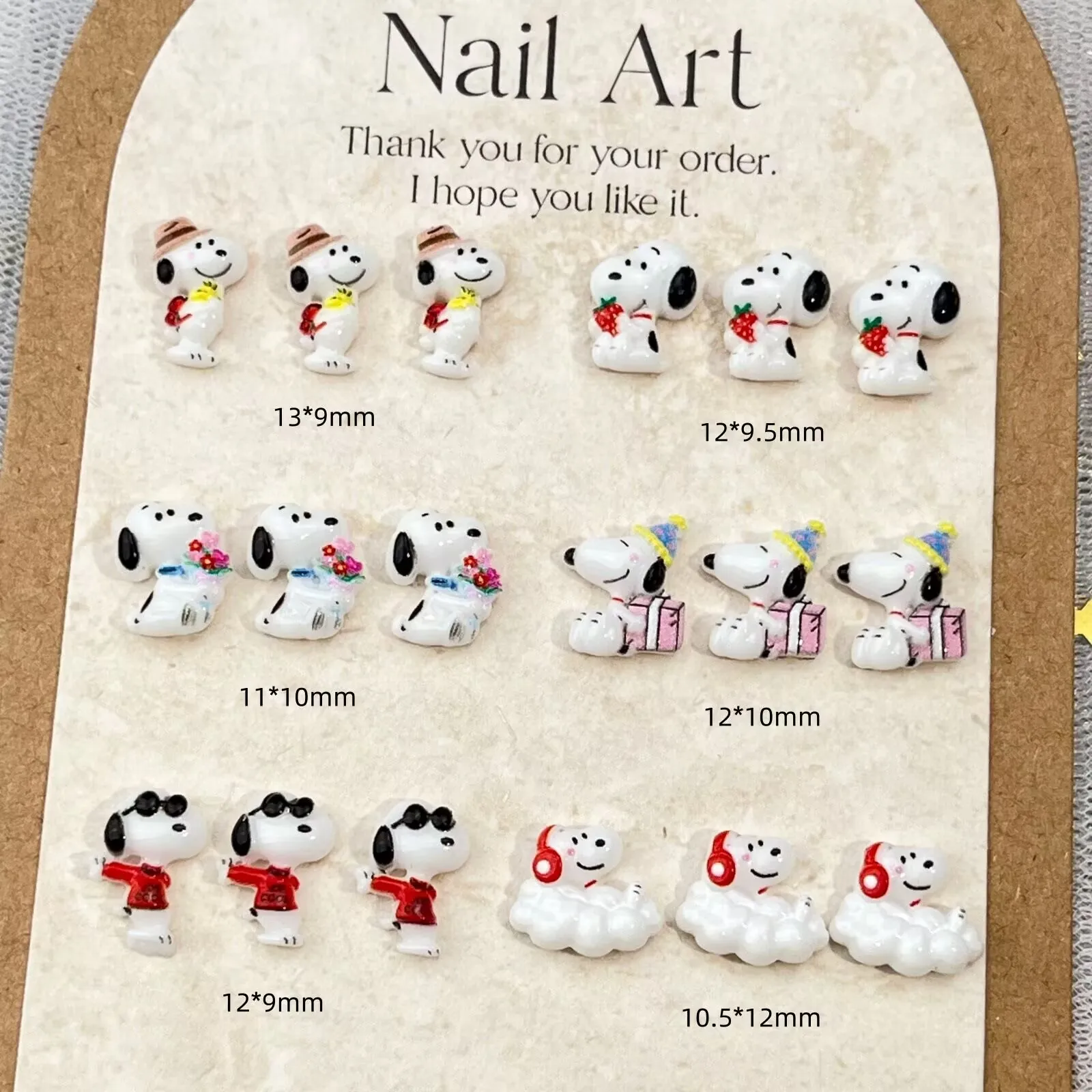 20pcs snoopy dog mini resin nail charm acrylic Crafts Cabochon Jewelry Manicure Hairpin Scrapbook Decor Craft
