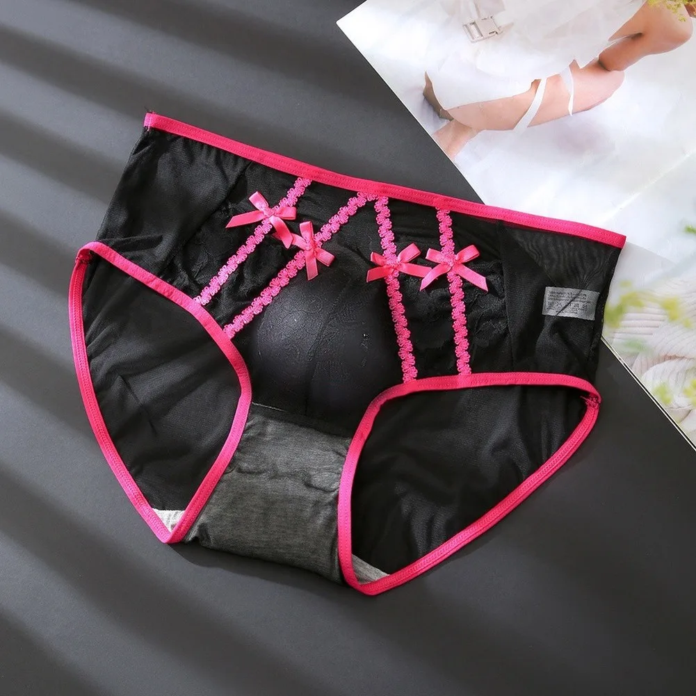 Breathable Men's Satin Briefs with Frilly Detailing U-Shaped Bulge Pouch and Delicate Lace Trim for Daily Wear