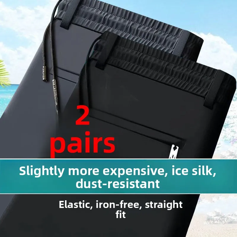 

Men's Ice Silk Quick Dry Straight Leg Work Trousers Summer Construction Site Wear Resistant Dirty Easy Care Business Casual