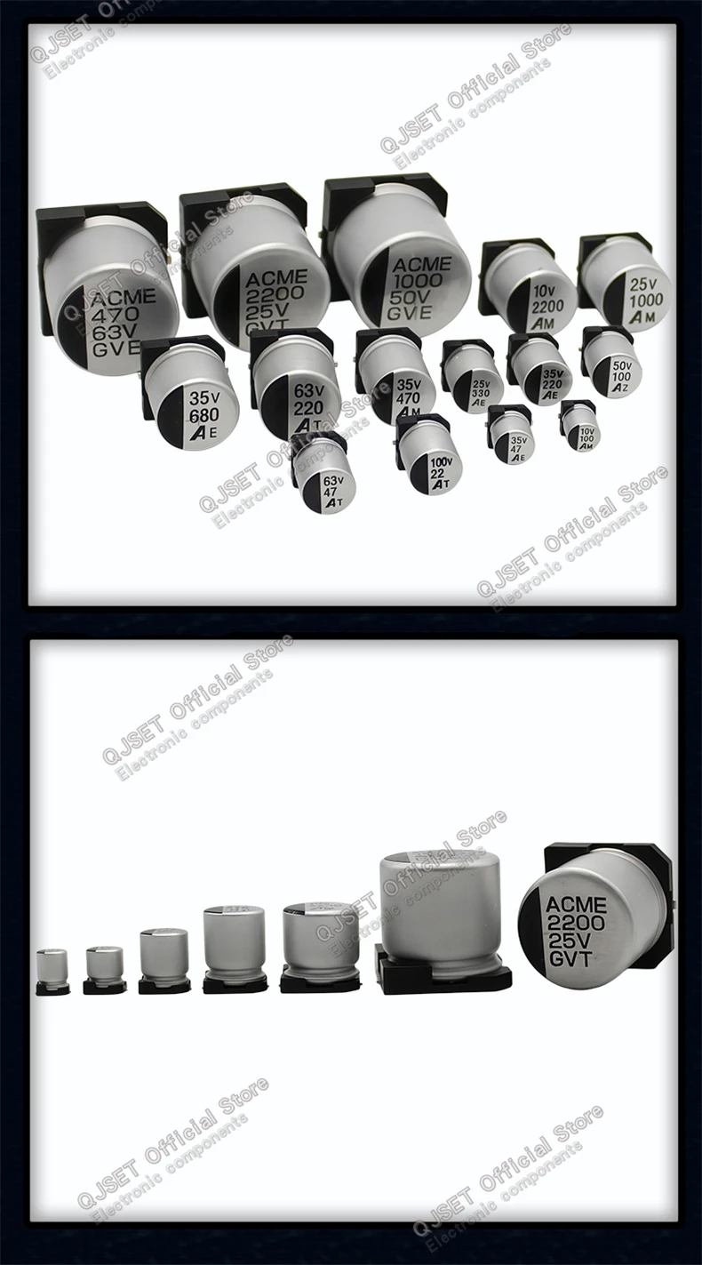 20 Stück 6,3*7,7mm 25V330UF 35V220UF 50V100UF 63V47UF 100V22UF 6,3x7,7mm kleine SMD-Aluminium-Elektrolytkondensatoren 0608 CNVC – Detail 13