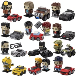 Bricklink Famous Movie Protagonist Brickheadz and Car Sets Knight Rider Mad Max Columbo City Hunter Building Blocks Toys Gift