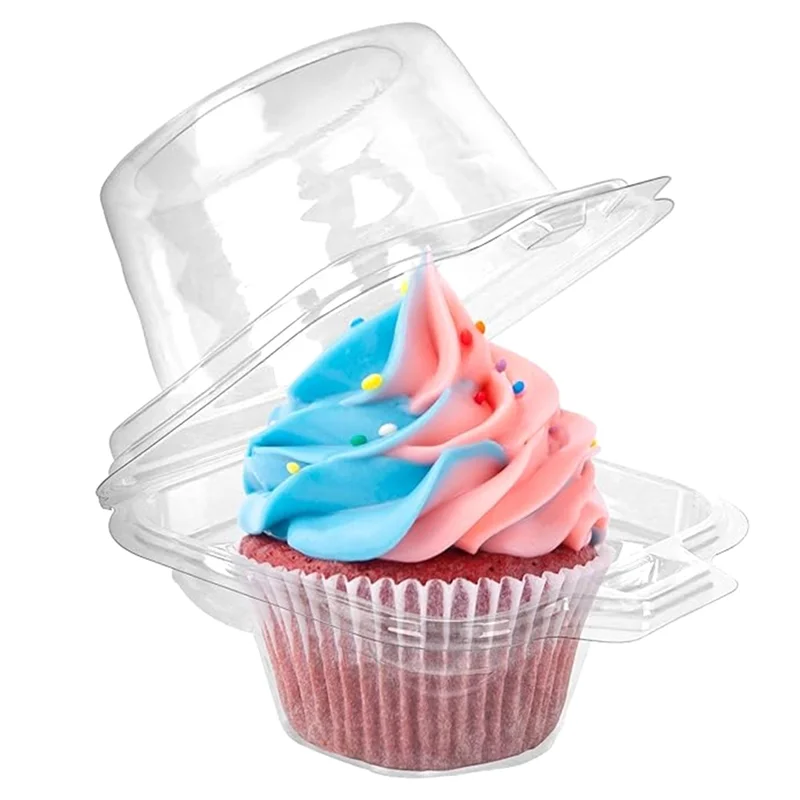 YWDZ-100 Pcs Individual Cupcake Containers Clear Cupcake Boxes Kit Cupcake Holders With Lid, Single Compartment Muffin Carrier
