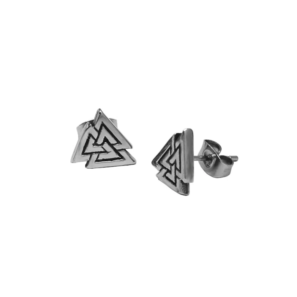 Norse Viking Rune Earrings Studs Stainless Steel Jewelry Odin\'s Symbol Signet Celtic Knot Mens Earring SJE370222