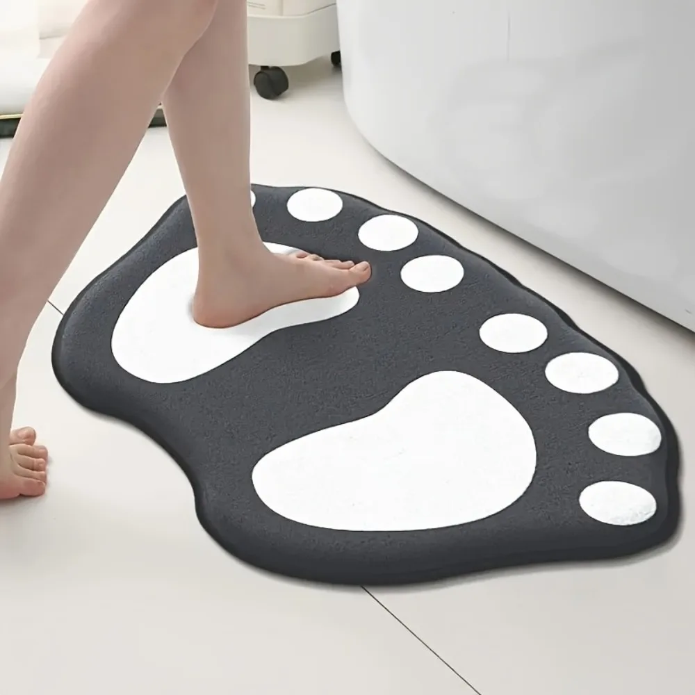 Durable Cartoon Footprint Bath Mat Non-slip Backing 40*60cm Entrance Mat Non-slip Dirt-scraping Surface Carpets Home Decoration