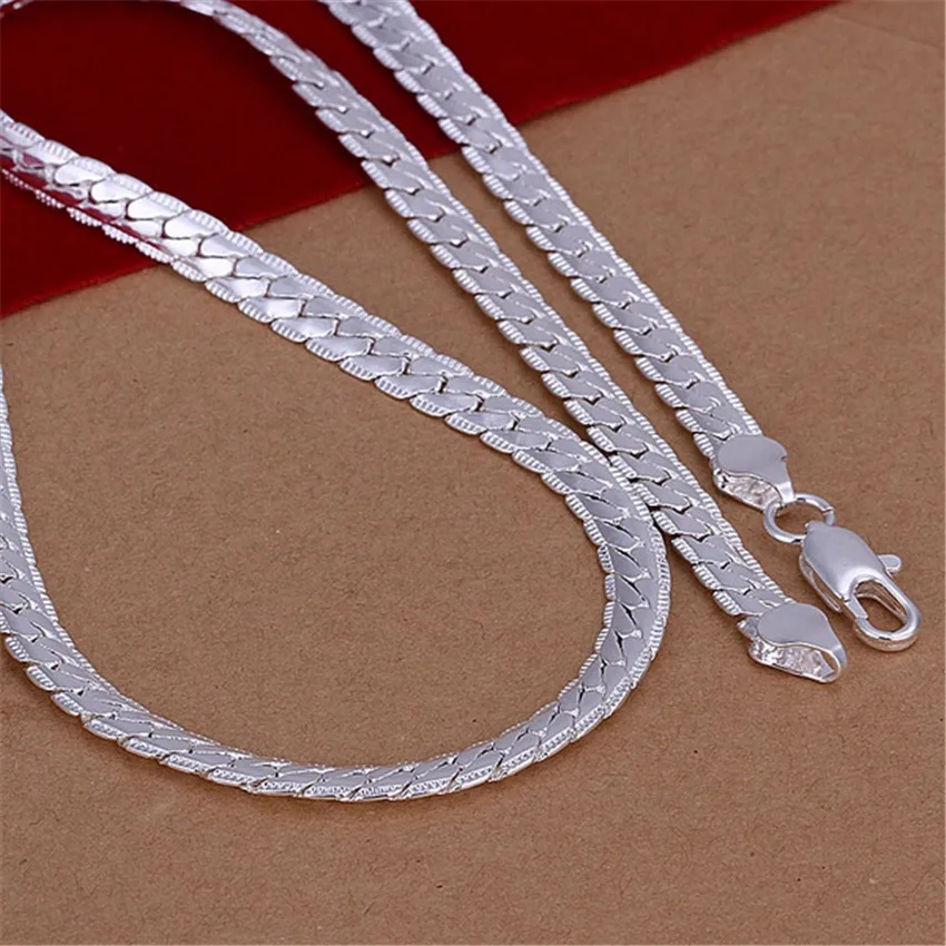 Fashion Wholesale 925 Sterling Silver 6mm Snake Chain Women Men Noble Necklace Fashion Trends Jewelry Gifts Silver 925 Plated