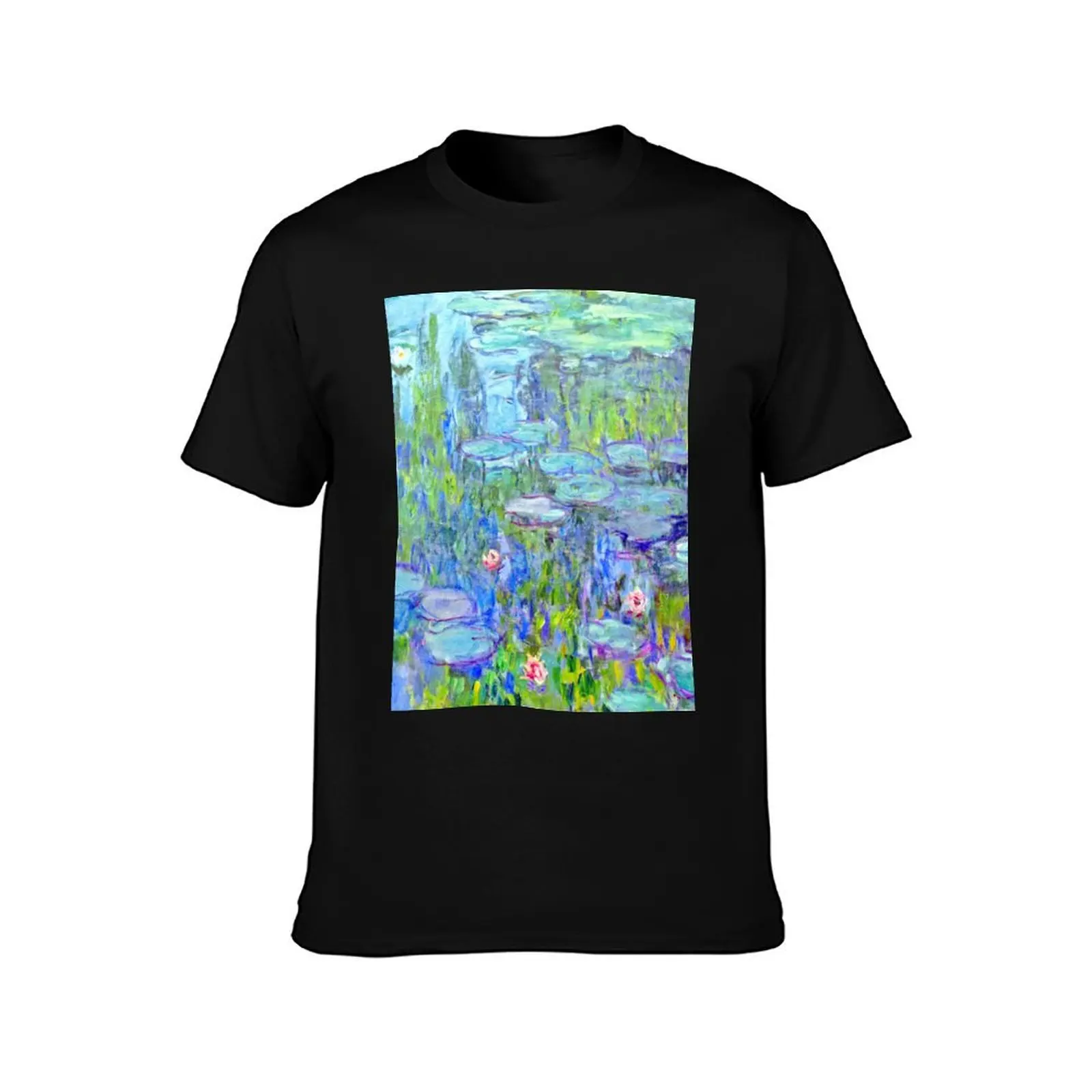 Water Lilies moneT T-Shirt Summer Casual Cotton Tee Oversized Streetwear Tops Vintage Graphic Print Loose Fit Short Sleeve