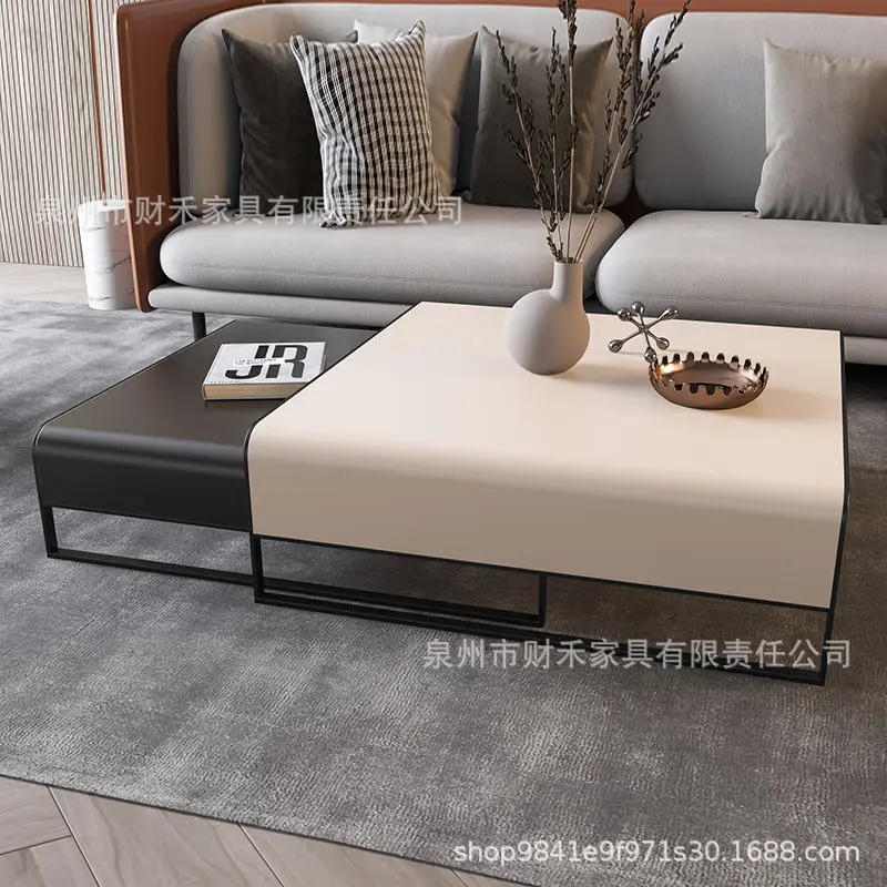 Luxurious modern minimalist ins coffee table combination square Italian minimalist size apartment high sense living room table