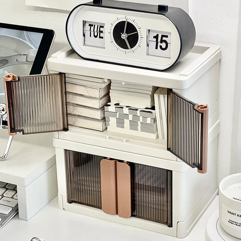 

Mini Transparent Desktop Storage Box Bookcase Organizer Plastic Stationery Storage Bins For Office Home Outdoor library cabinet