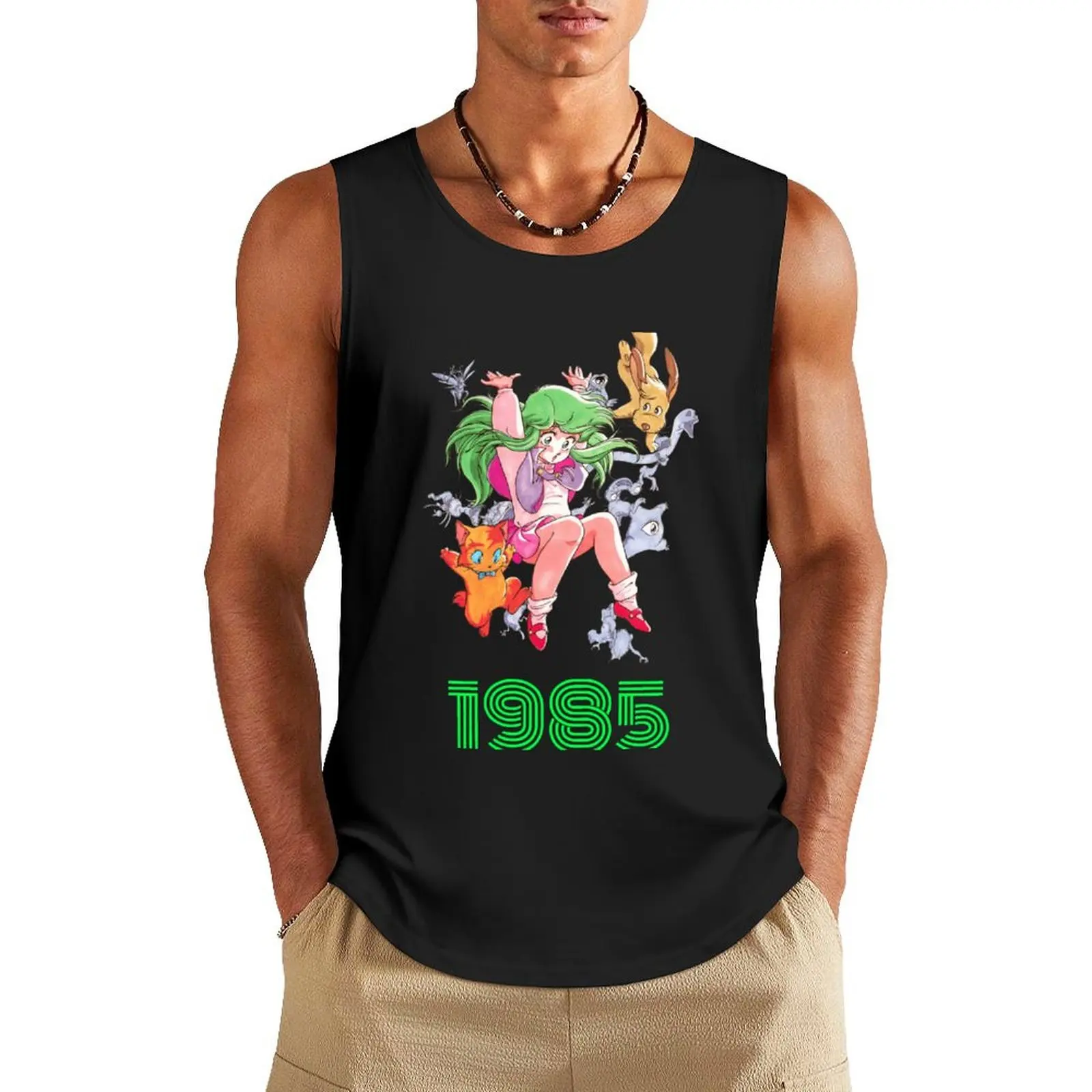 Dream Hunter REM Anime 80s Tank Top sleeveless gym shirt man fitness Man sleeveless shirt Short sleeve