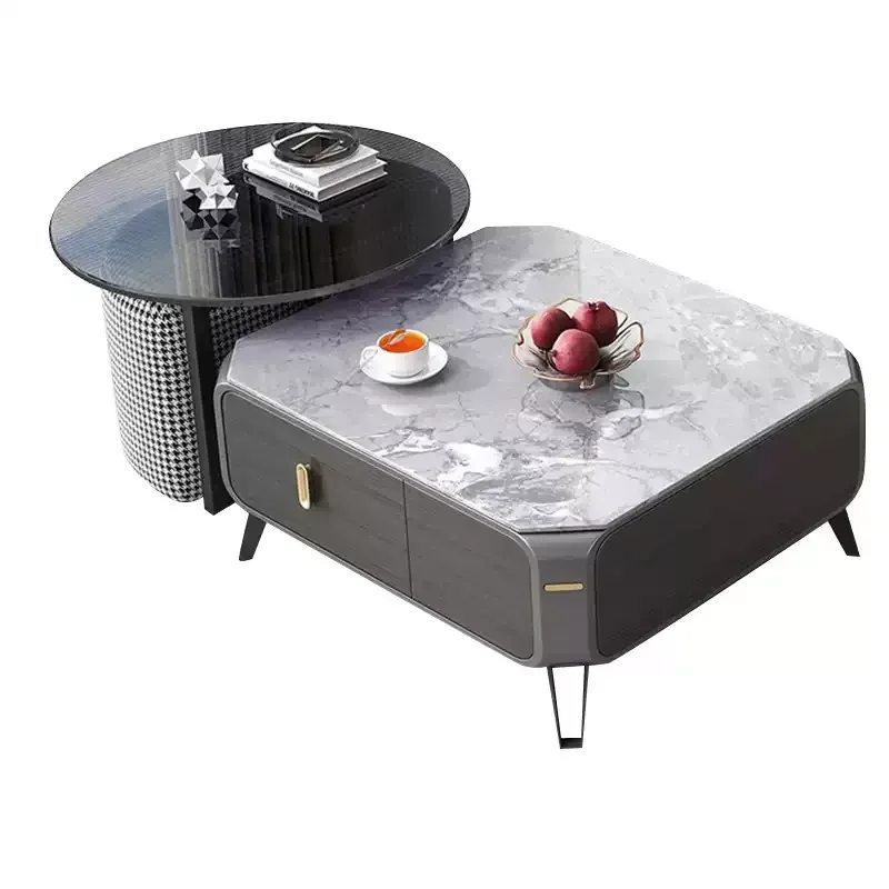 

Italian rock panel TV cabinet coffee table combination household telescopic storage floor cabinet