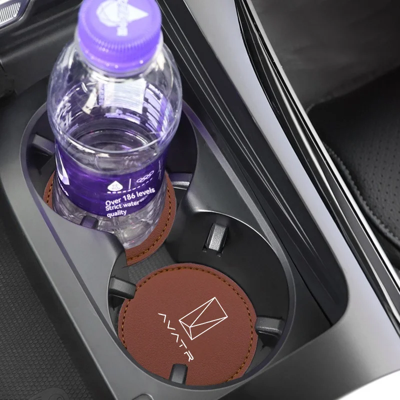 2Pcs Car Coaster Mats Water Cup Bottle Anti-slip Pads with logo For Changan AVATR 11 12 2024 2025 Car Accessories