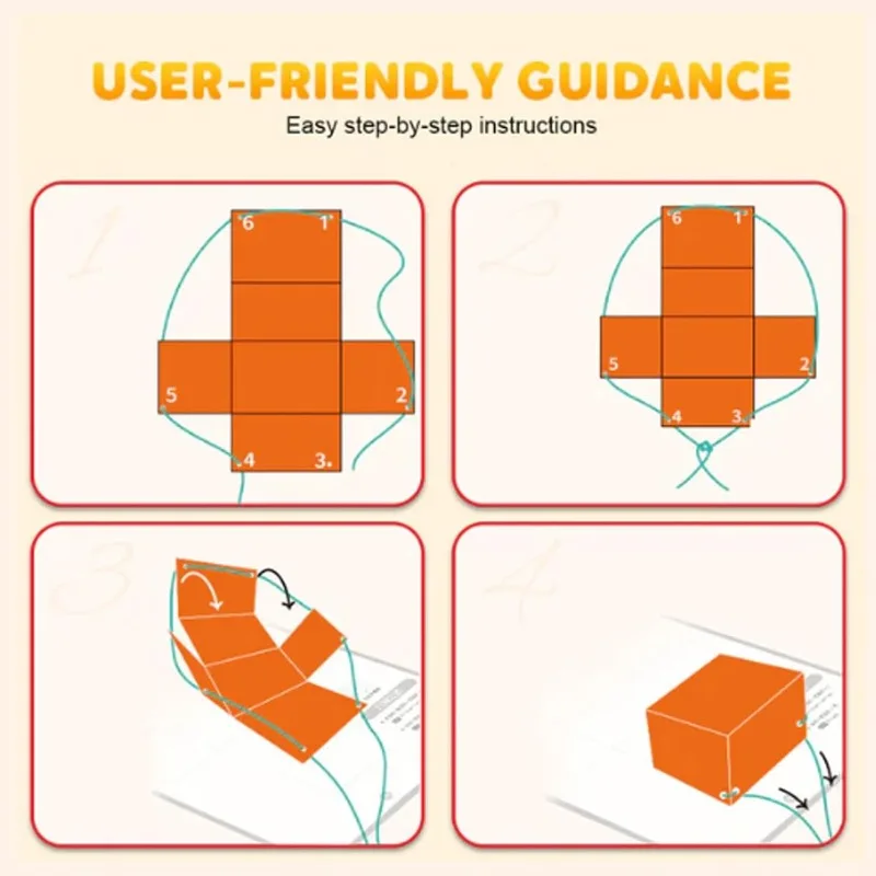 Pull String 3D Geometry Learning Book Interactieve Pull-String Geometry Learning Kit met pop-up modellen Volume- en gebiedsverkenning