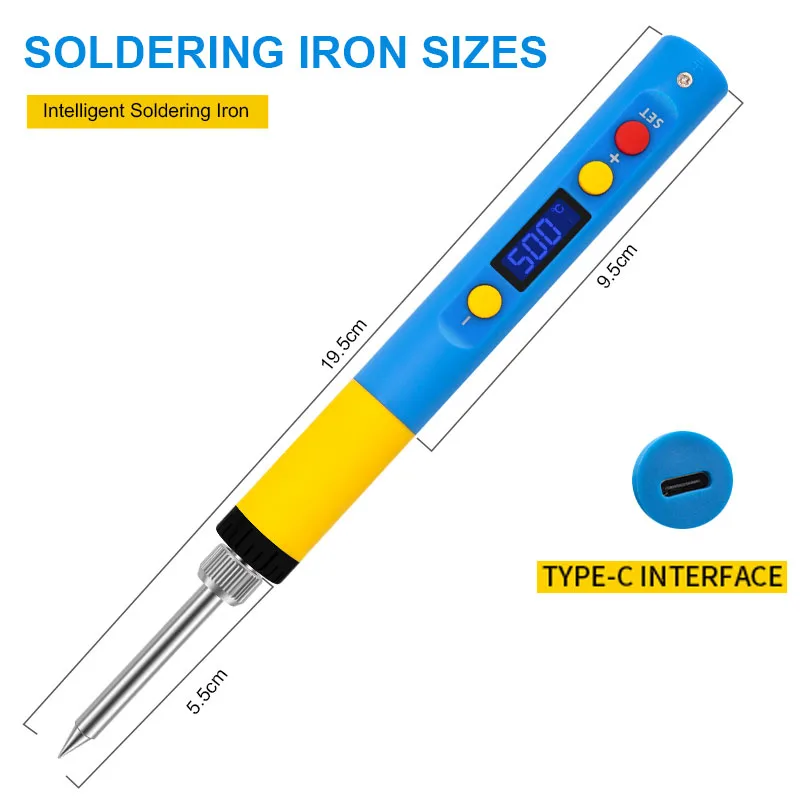 T65 intelligent soldering iron PD 65W 180-500 ℃ fast heating soldering pen portable digital display  iron Type-C interface