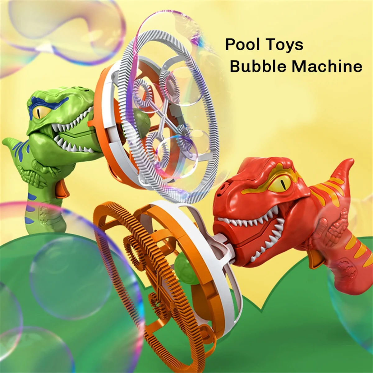 Machine à bulles de dinosaure électrique, moteurs de ventilateur, jouets de piscine de dinosaure verts, déterminer les bulles