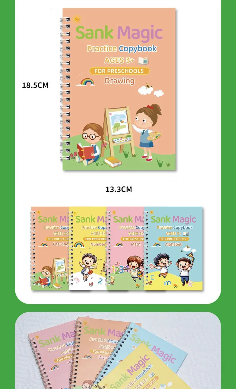 Groove Control Pen-Übungskalligraphie für Kinder, englische alphanumerische mathematische Zeichnung, Trainings-Übungsbuch – Detail 9