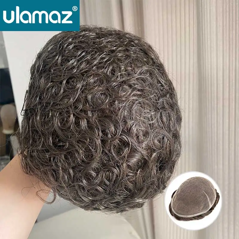 

90% Density Man Wig 20mm Curly Wigs Human Hair Full Lace Male Hair Prosthesis Invisible Hairline Curly Toupee Thin Lace Mens Wig
