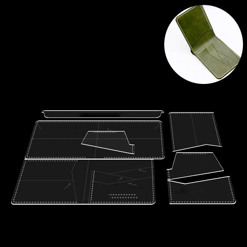 

NUBECOM 7 шт. чехол для карт изготовление акрилового шаблона DIY короткий складной кошелек акриловая форма ручной работы трафарет для изделий из кожи поставки