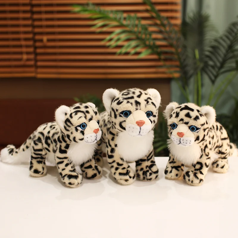

38/48cm Simulation White Snow Leopard Plush Toys Soft Stuffed Animals Lifelike Cheetah Doll Sofa Cushion Decor for Kids Gifts